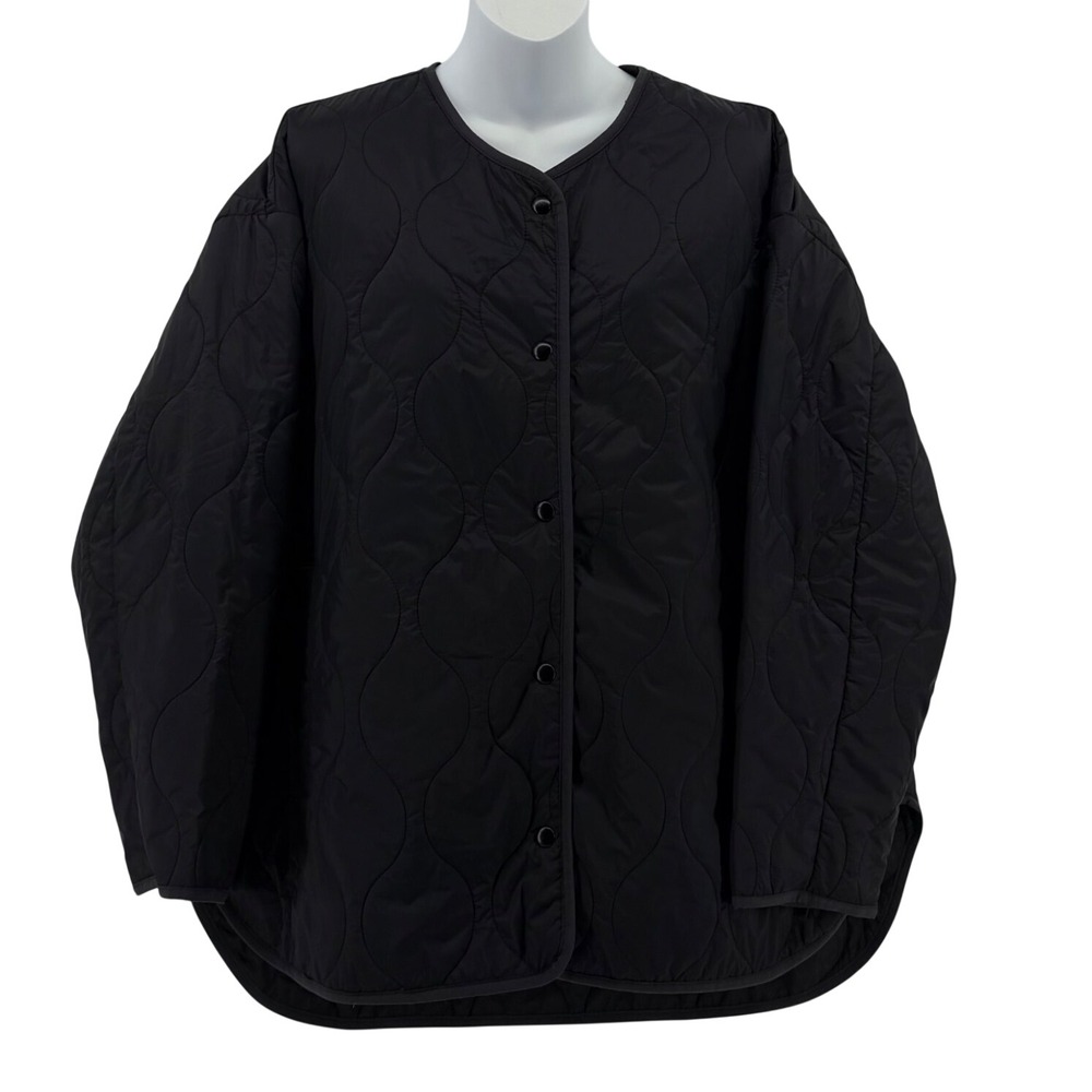 Gap Quilted Liner Jacket Womens Medium Black Water Resistant Primaloft PURE
